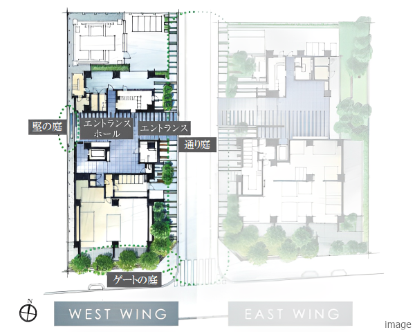 WEST WING 1階平面イメージ図｜ザ・パークハウス赤羽
