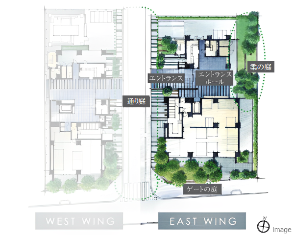EAST WING 1階平面イメージ図｜ザ・パークハウス赤羽